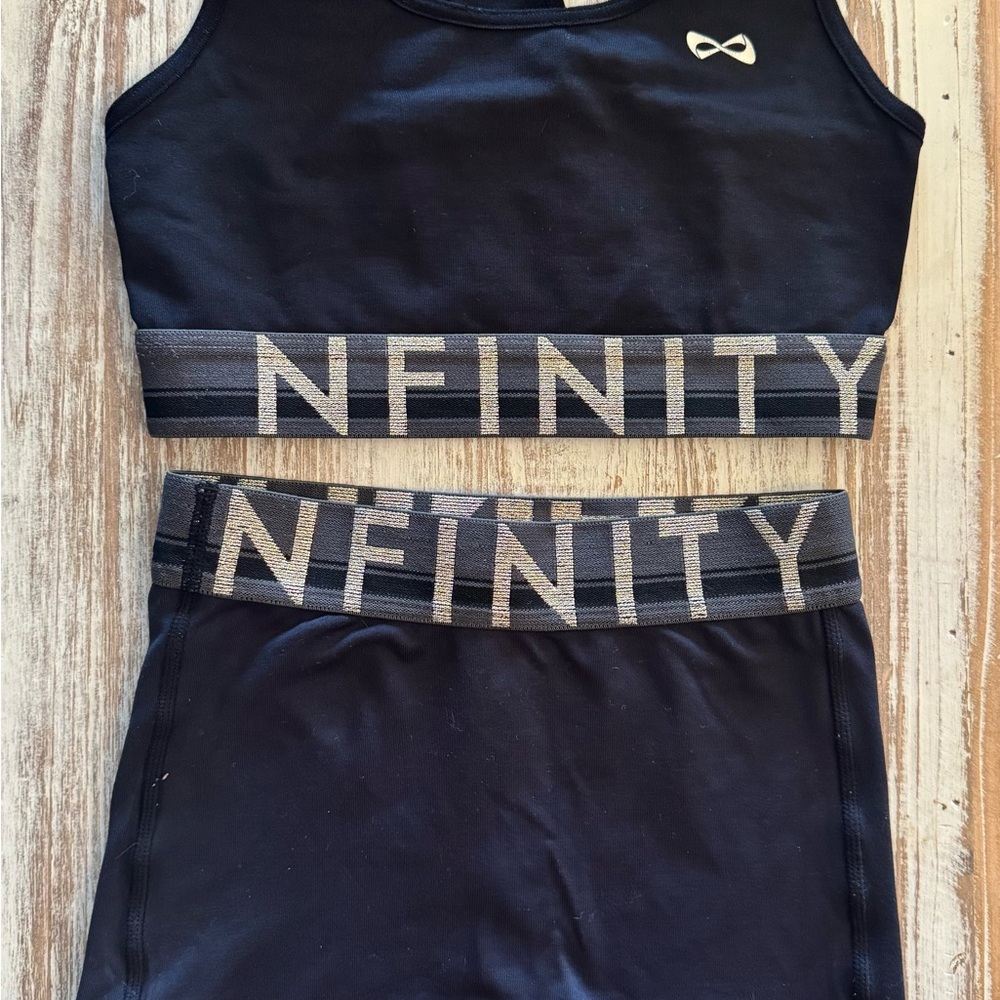 Nfinity Black Sports Bra and Shorts Set